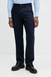Lněné kalhoty Michael Kors pánské, tmavomodrá barva, jednoduché, CS5304BBEY
