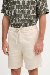 Lněné kraťasy Frescobol Carioca pánské, béžová barva, 1241.368