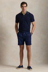 Lněné kraťasy Polo Ralph Lauren pánské, tmavomodrá barva, 710958586