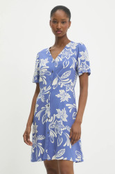 Lněné šaty Answear.LAB modrá barva, mini