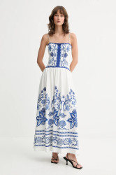 Lněné šaty Farm Rio bílá barva, maxi, 339162