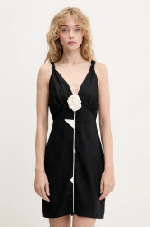 Lněné šaty Farm Rio černá barva, mini, 336607