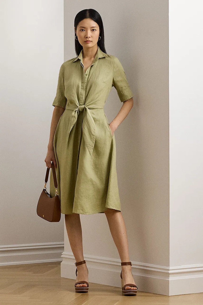 Lněné šaty Lauren Ralph Lauren