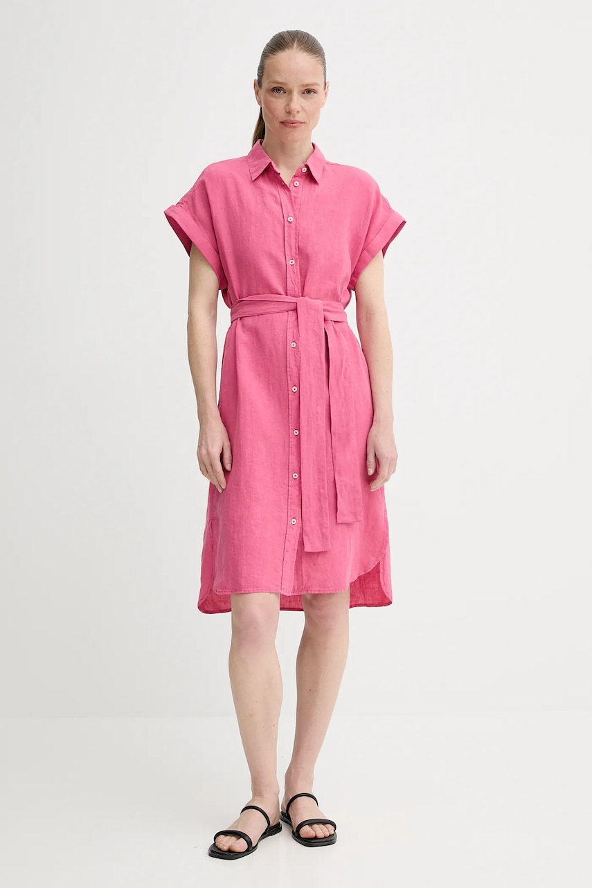Lněné šaty Marc O'Polo růžová barva, mini, 504011221223