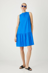 Lněné šaty Medicine modrá barva, mini, oversize