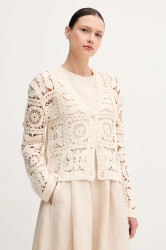 Lněné šaty OUI béžová barva, mini, 92851