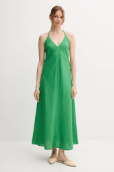 Lněné šaty United Colors of Benetton zelená barva, maxi, 4AGHDV0BF