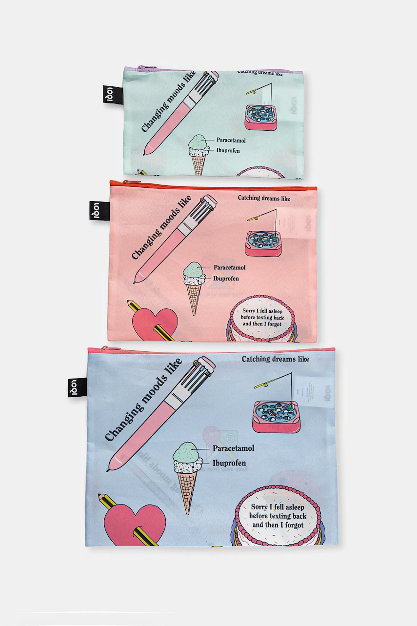 LOQI  Sada taštiček  Giulia Hartz 3-pack