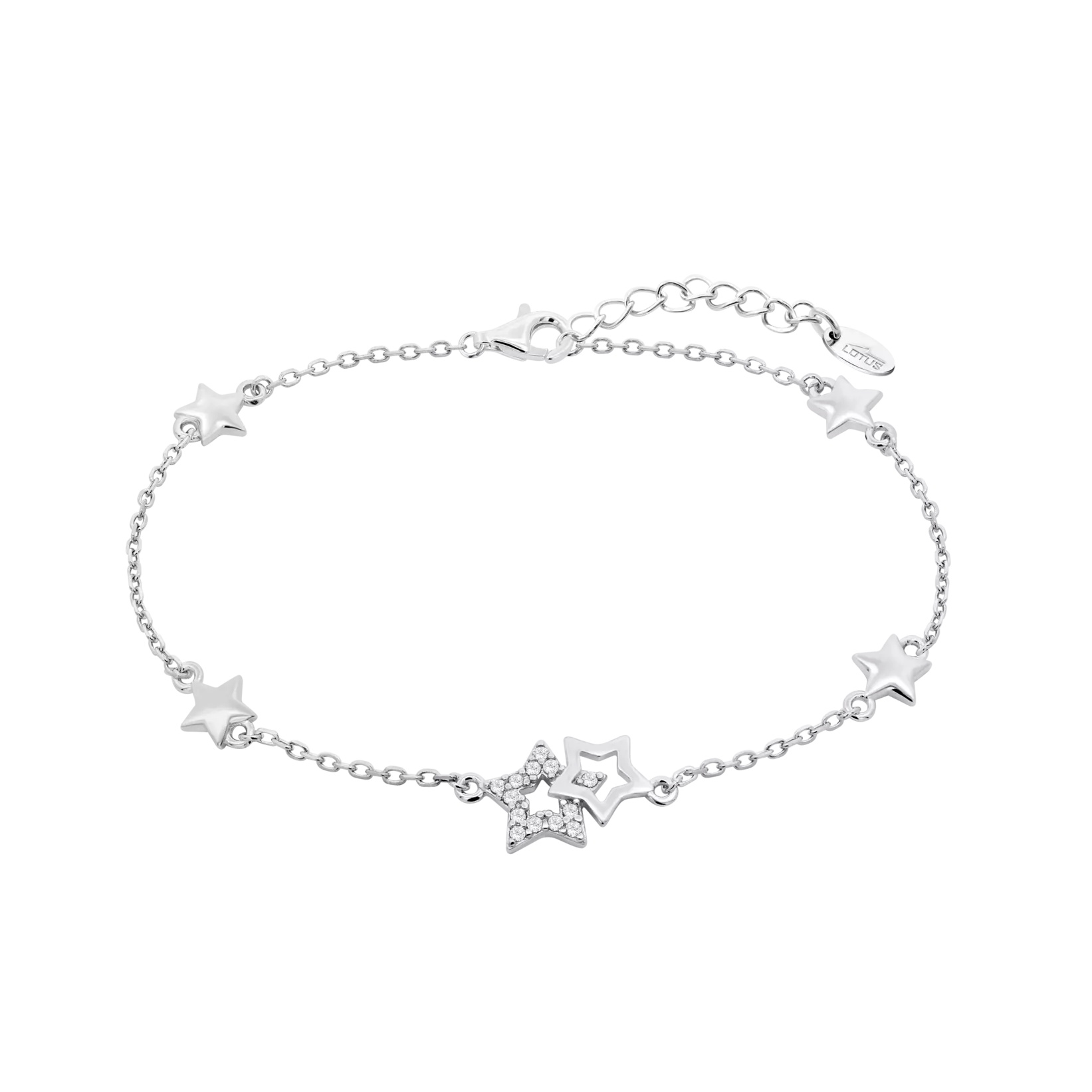 Lotus Silver Hravý stříbrný náramek s hvězdičkovými přívěsky Trendy LP3177-2/1