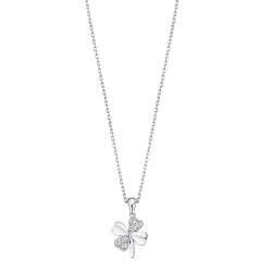 Lotus Silver Něžný stříbrný náhrdelník s čirými zirkony čtyřlístek LP3108-1/1