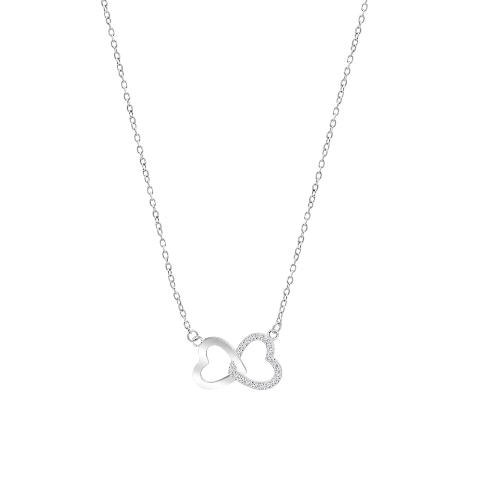 Lotus Silver Romantický stříbrný náhrdelník s čirými zirkony srdíčka LP3093-1/1