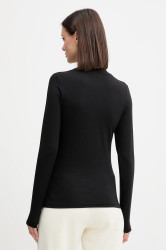 Lounge tričko s dlouhým rukávem s příměsí vlny Emporio Armani Underwear černá barva, s pologolfem, EW002039 AF15361