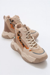 LuviShoes Olivia Beige Patterned Women's Sports Boots