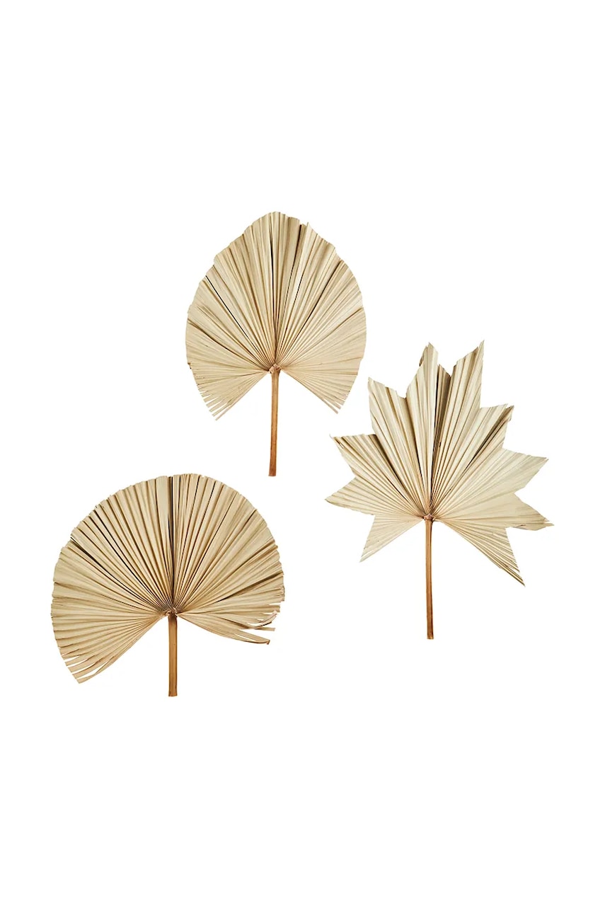 Madam Stoltz  Nástěnná dekorace  Palm Leaves 60-70 cm 3-pack