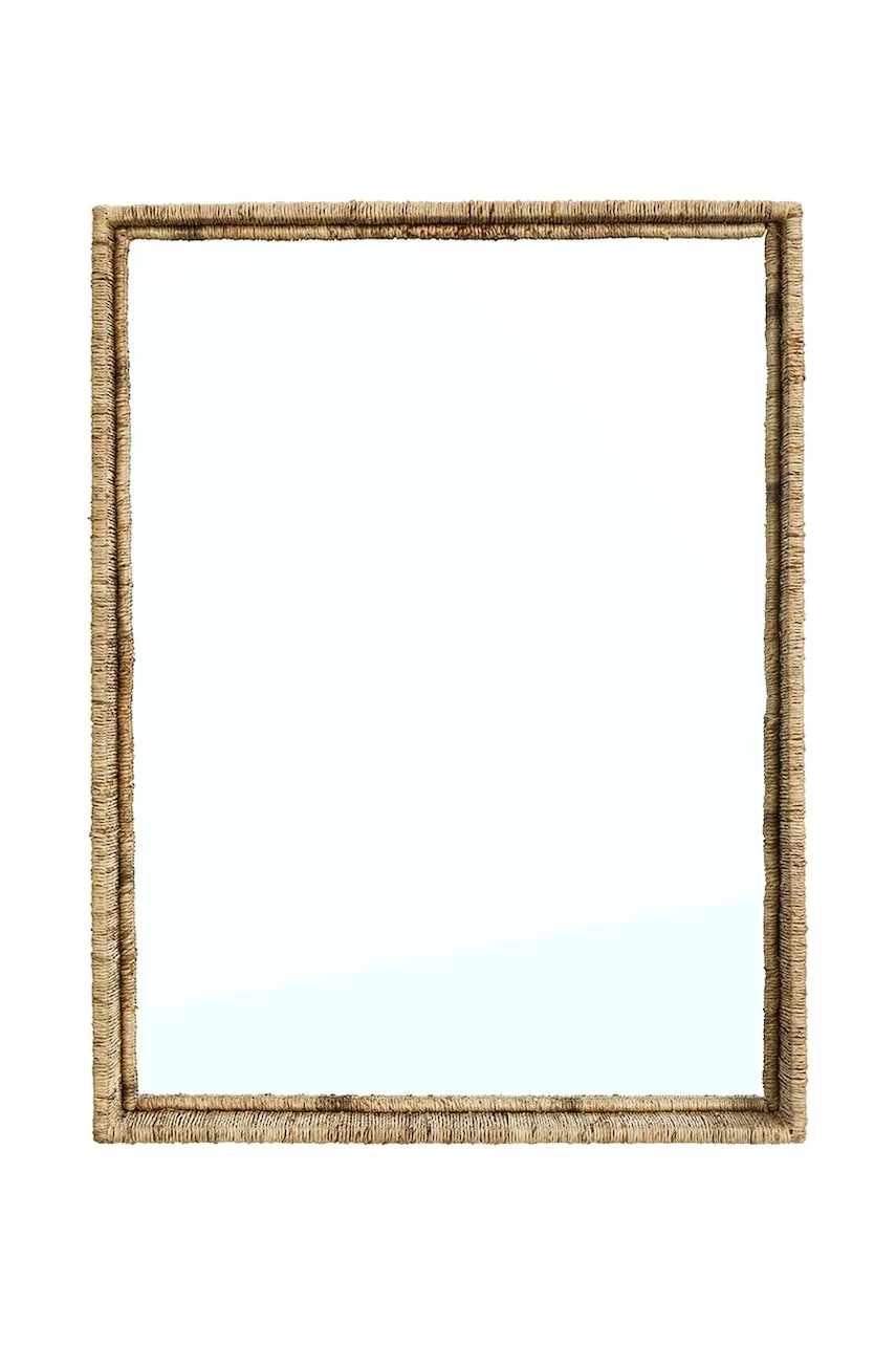 Madam Stoltz  Zrcadlo na stěnu jutové 45 x 60 x 8 cm