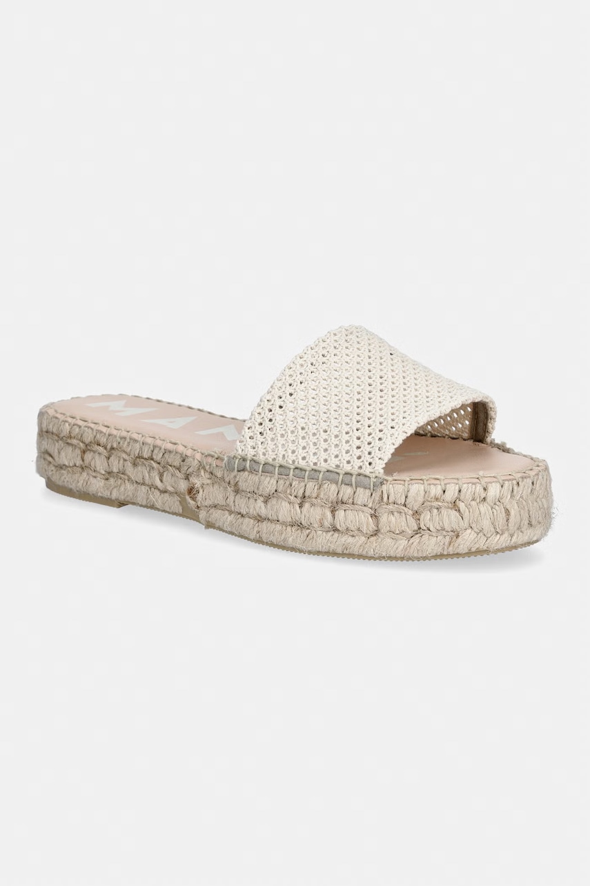 Manebi  pantofle dámské Krémové síťované espadrilky