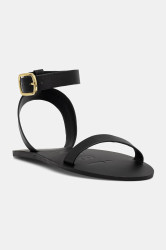 Manebi  sandály dámské kožené Black one band with buckle Leat