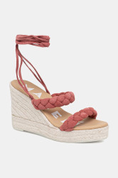 Manebi  sandály na klínku semišové Two Braided Bands Wedge Espadrilles
