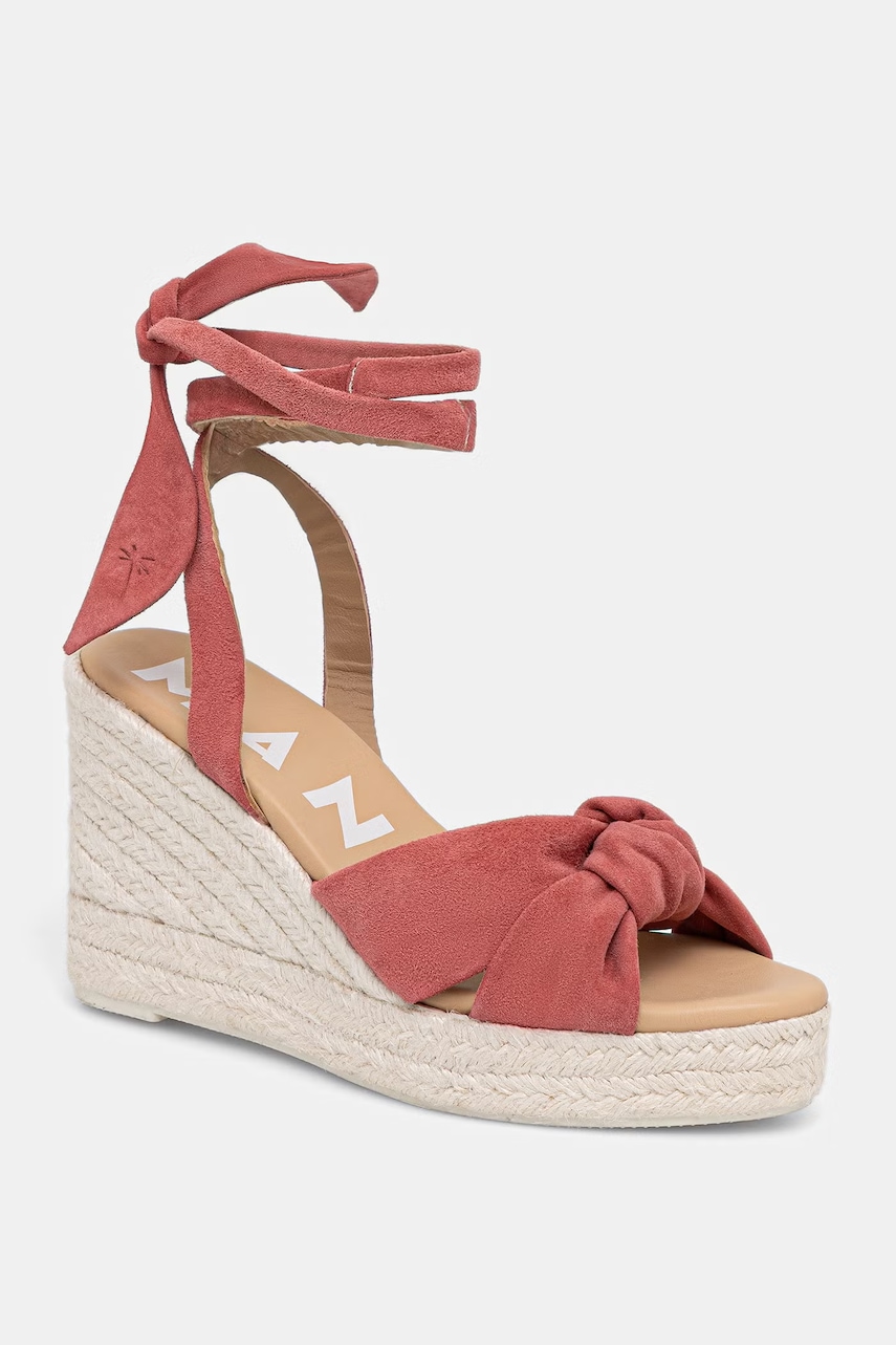 Manebi  sandály na klínku semišové Wedge Espadrilles With Knot