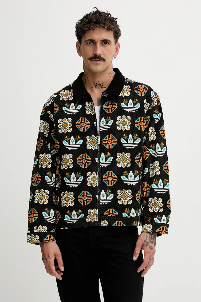 Manšestrová bunda adidas Originals Monogram černá barva, přechodná, JY2998