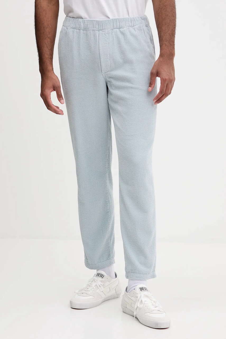 Manšestrové kalhoty American Vintage pánské, modrá barva, ve střihu chinos, MPADO10A