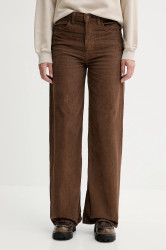 Manšestrové kalhoty Levi's RIBCAGE WL BRAIDED dámské, hnědá barva, široké, high waist, 001US