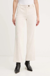 Manšestrové kalhoty Marella Emme by Marella dámské, béžová barva, high waist, 2525136052200