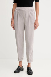 Manšestrové kalhoty United Colors of Benetton dámské, šedá barva, high waist, 4HA2556K4