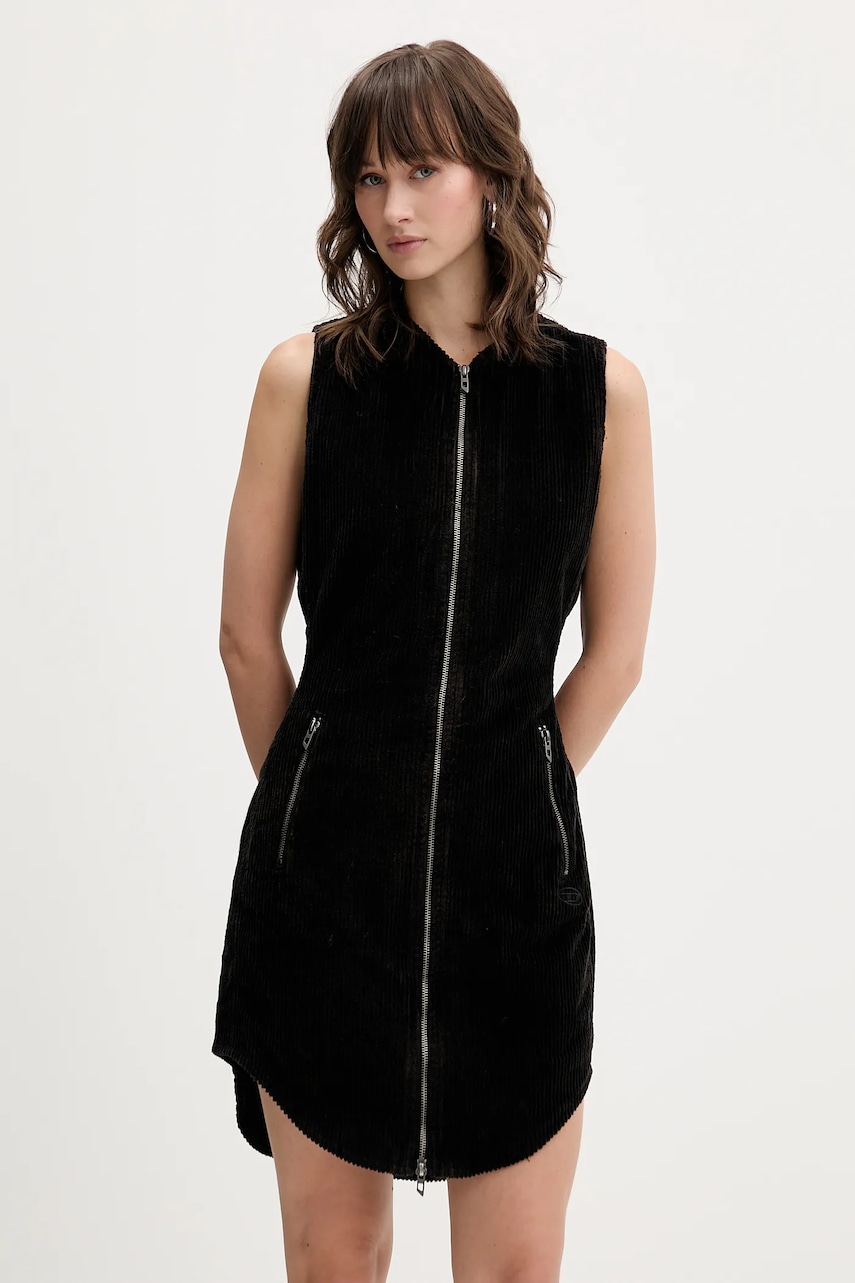 Manšestrové šaty Diesel D-ENEA hnědá barva, mini, přiléhavé, A18585.0WFCI