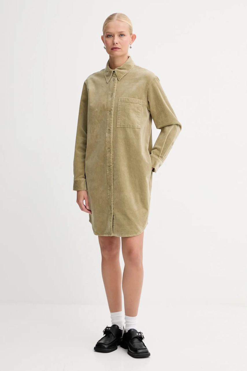 Manšestrové šaty Marc O'Polo zelená barva, mini, 5000007111