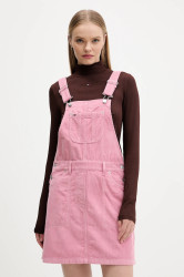Manšestrové šaty Tommy Jeans růžová barva, mini, DW0DW21494