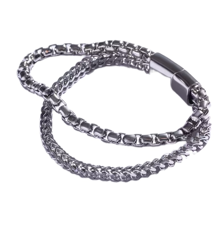 Marc Malone Dvojitý ocelový náramek pro muže MCGB5052S 21 cm