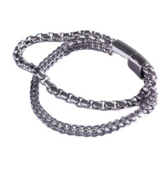 Marc Malone Dvojitý ocelový náramek pro muže MCGB5052S 21 cm