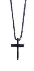 Marc Malone Nadčasový černý náhrdelník z oceli Kříž MCGN5048B