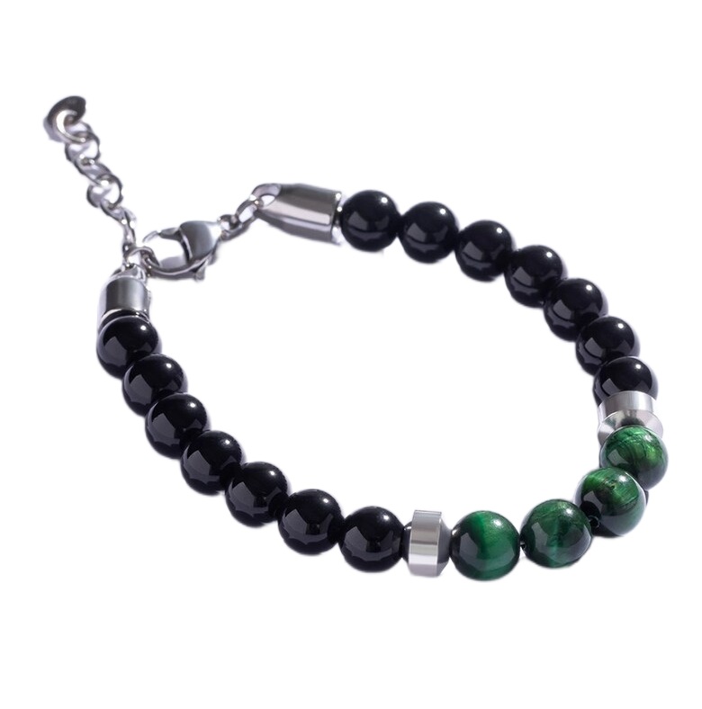 Marc Malone Stylový korálkový náramek se zeleným křemenem MCGB5020