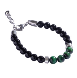 Marc Malone Stylový korálkový náramek se zeleným křemenem MCGB5020