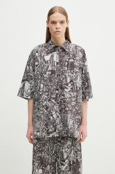 Marcelo Burlon  Bavlněná košile  Aop Mech Bowling Shirt Dark Grey Medium