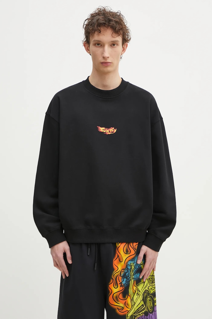 Marcelo Burlon  Bavlněná mikina  County Flame Boxy Crewneck Black Red