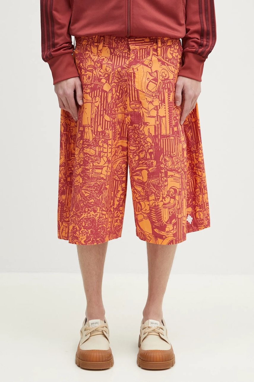 Marcelo Burlon  Bavlněné šortky  Aop Mech Pajama Shorts Orange Burgundy