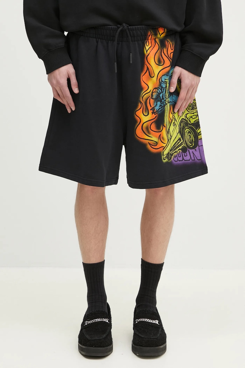 Marcelo Burlon  Bavlněné šortky  County Flame Comfy Sweatshort Black Red