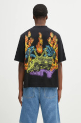 Marcelo Burlon  Bavlněné tričko  County Flame Boxy T-Shirt Black Red