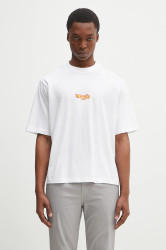Marcelo Burlon  Bavlněné tričko  County Flame Boxy T-Shirt White Red