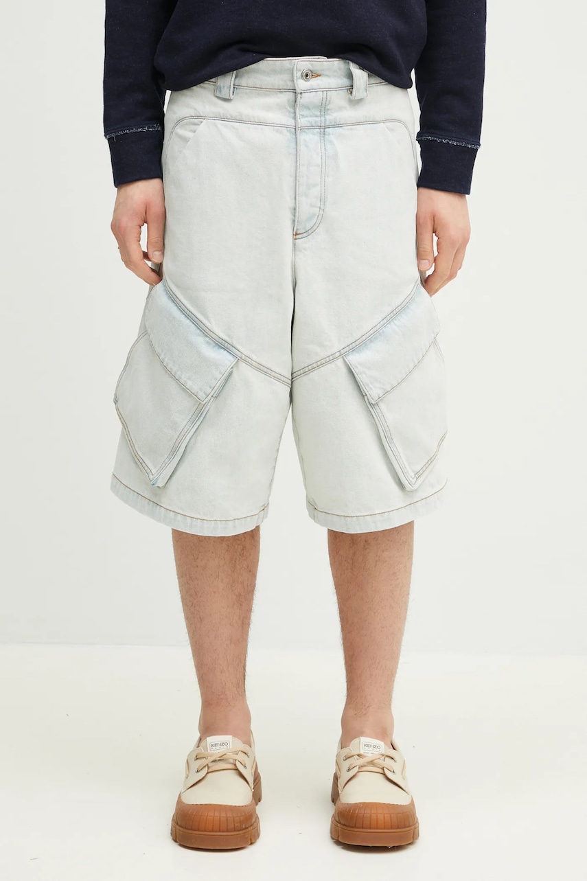 Marcelo Burlon  Džínové šortky  Bleach Dnm Wide Cargo Shorts Light Blue