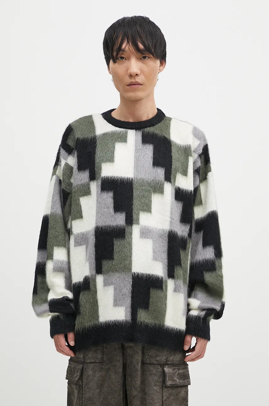 Marcelo Burlon  Svetr s příměsí mohéru  AOP Damier Cross Knit Crew