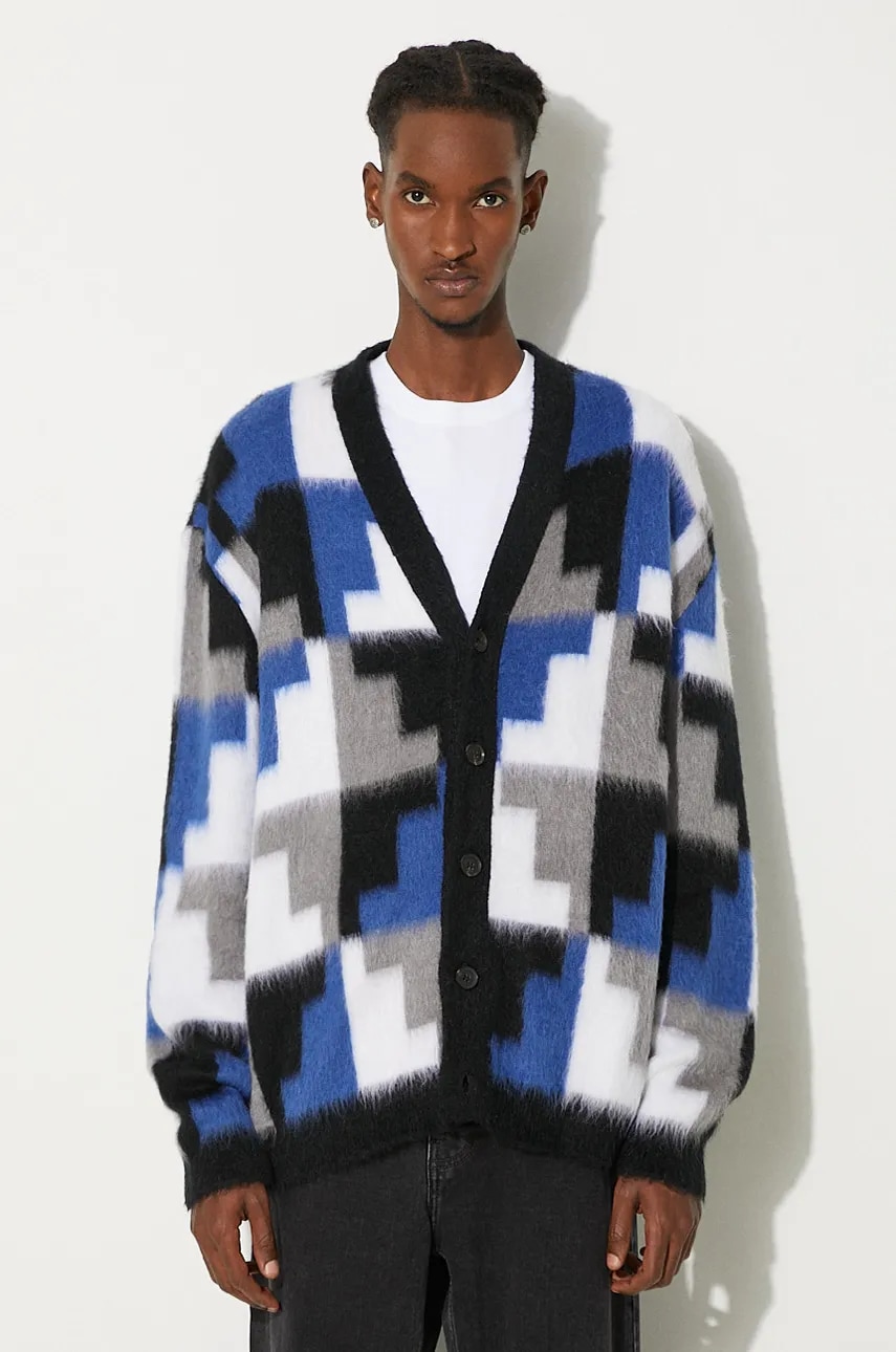 Marcelo Burlon  Svetr s příměsí vlny  AOP Damier Cross Knit Cardigan