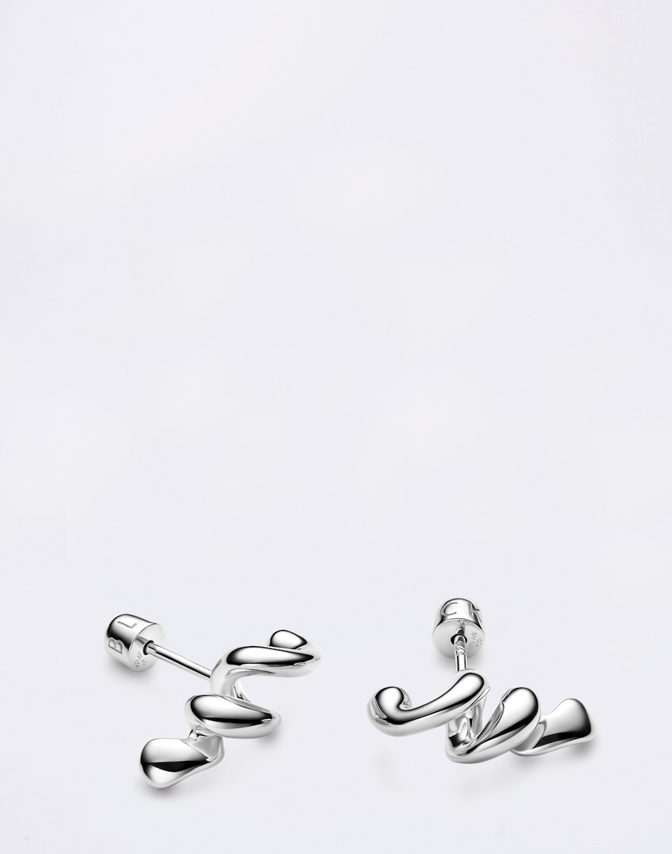 Maria Black Coil Stud Silver PAIR Silver