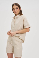 Marisse Beige Cotton And Linen Shirt