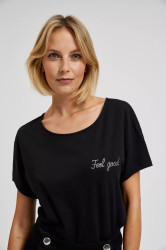 Marisse Black Blouse With Inscription