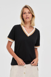 Marisse Black Cotton Blouse