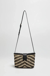 Marisse Black Straw Handbag